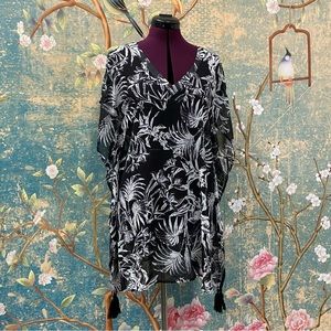 Cover 2 Cover Swim Cover Up Black Tropical Print
